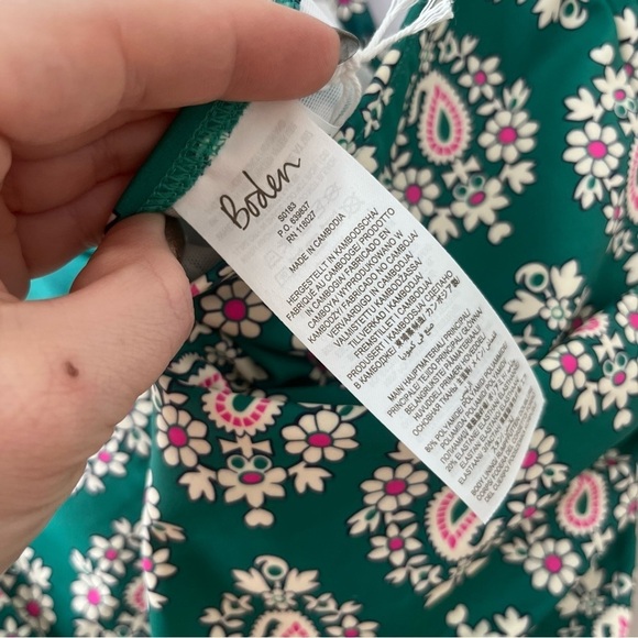 Boden Levanzo Halter Green Paisley Print Halter One Piece Swimsuit 12 NWT - Picture 6 of 7